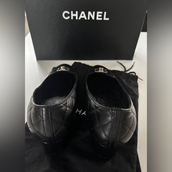 Chanel Quilted Leather Pumps Black 37 block heel - Picture 6 of 9
